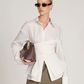 Draped Waist Shirt with Featherlight Fluid Fabric and Tailored Shape, Long Sleeve