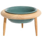 Elevated Ceramic Cat Bowl with Adjustable Oak Wood Stand and Removable Legs