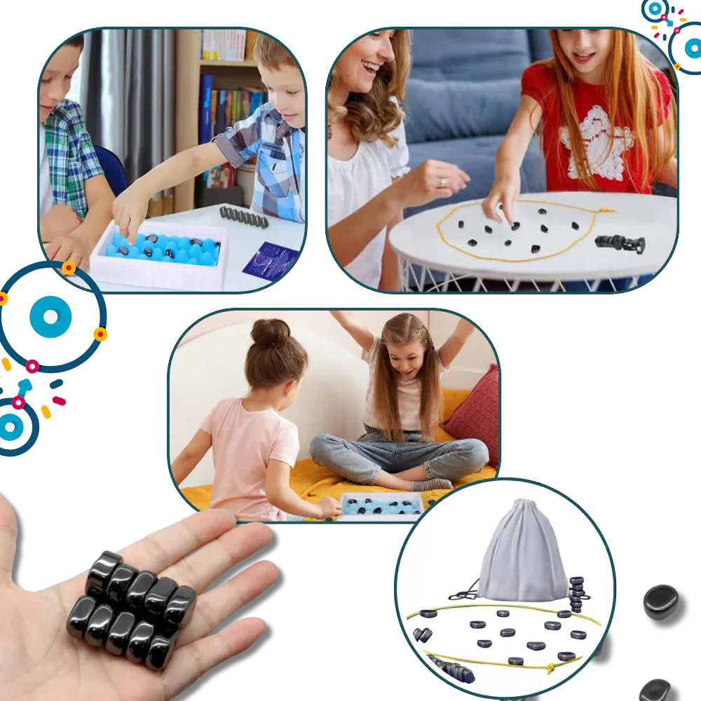 Magnetic Chess Game with Adjustable Rope and 20 Pieces, Portable Storage Bag