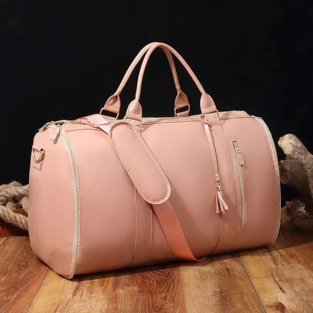 Foldable Carry On Travel Bag with Garment Hanging Zone and Rolling Wheels