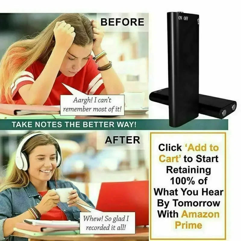 Voice Activated Audio Recorder with 8GB Storage and Magnetic Mount