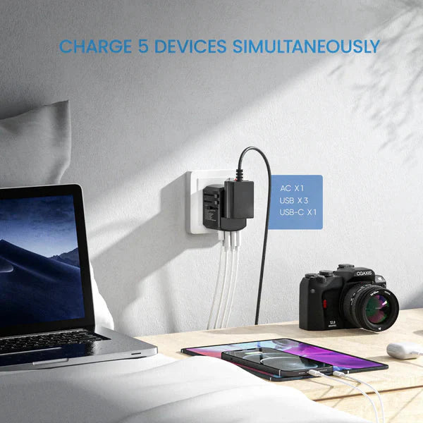 Universal All-in-One Travel Power Adapter for Worldwide Charging