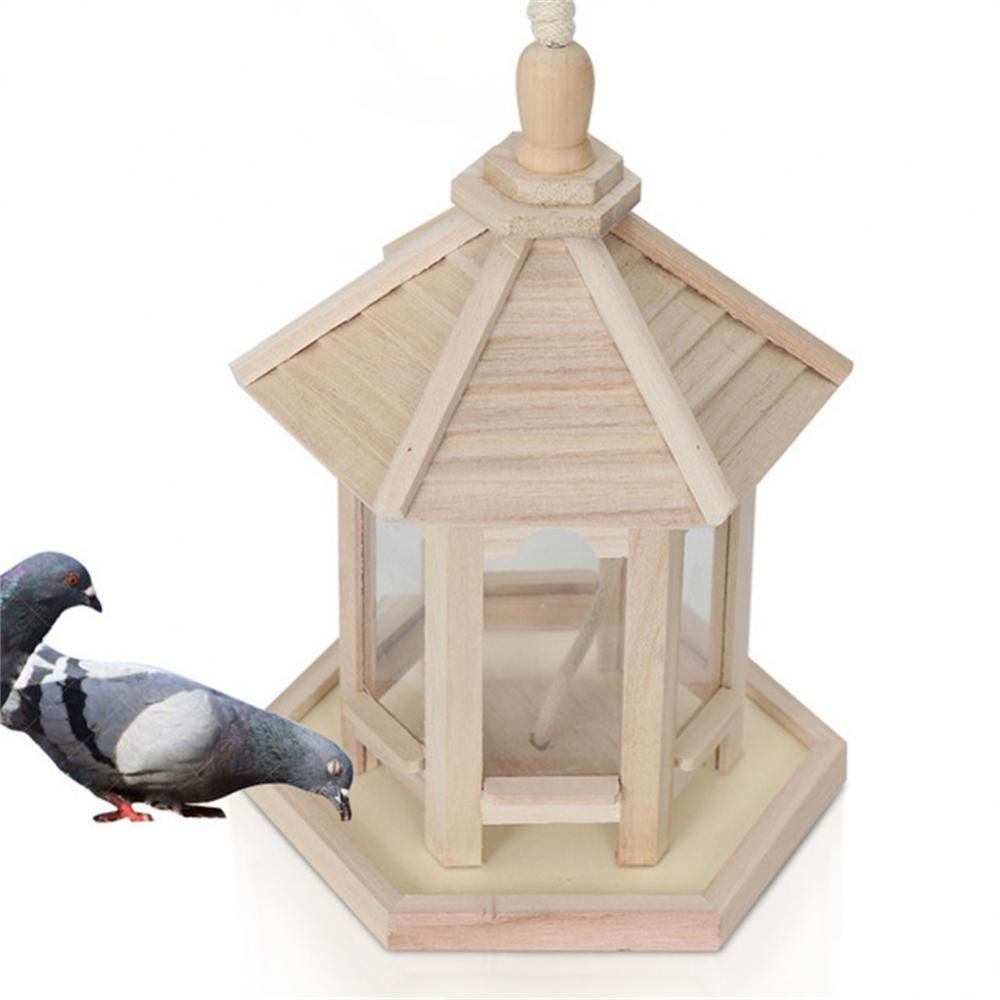Wooden Bird Feeder with Transparent Acrylic Panel and Protective  Roof
