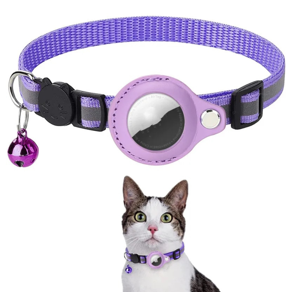 Pet Collar with Reflective Strip and Tracker Holder, Waterproof Adjustable