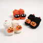Children's Ankle High Fleece Slippers with Halloween Pumpkin and Spider Print