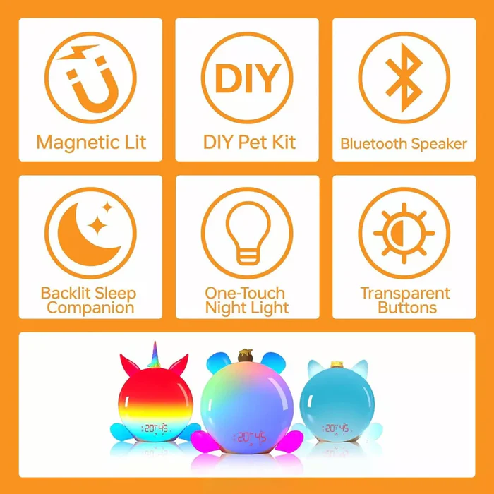 Sunrise Alarm Clock with Bluetooth Speaker, 14-Color Night Light and Dual Alarms