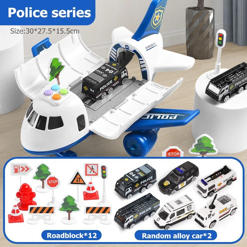 Airplane Playset with Friction-Powered Plane and Sound Module for Ages 3-12, 20 Pieces