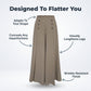 Wide Leg Pants with Pleated Front and Elastic Waistband, Wrinkle Resistant Cotton Blend