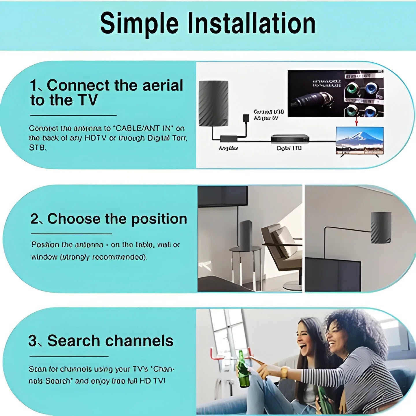 Long Range Indoor HDTV 4K Digital Antenna