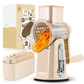 Rotary Grater with Five Interchangeable Blades and Suction Cup Base