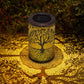 Wrought Iron Tree Solar Lamp, Outdoor Courtyard Hanging Light with Hollow Decorative Design for Garden and Patio Decor
