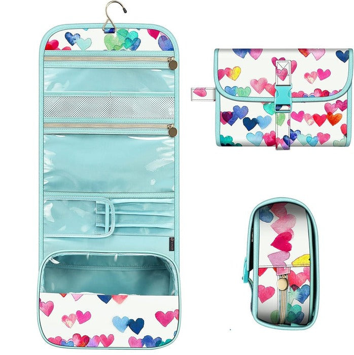 Cosmetics Organizer with Transparent Panel and Metal Hook, Water Resistant