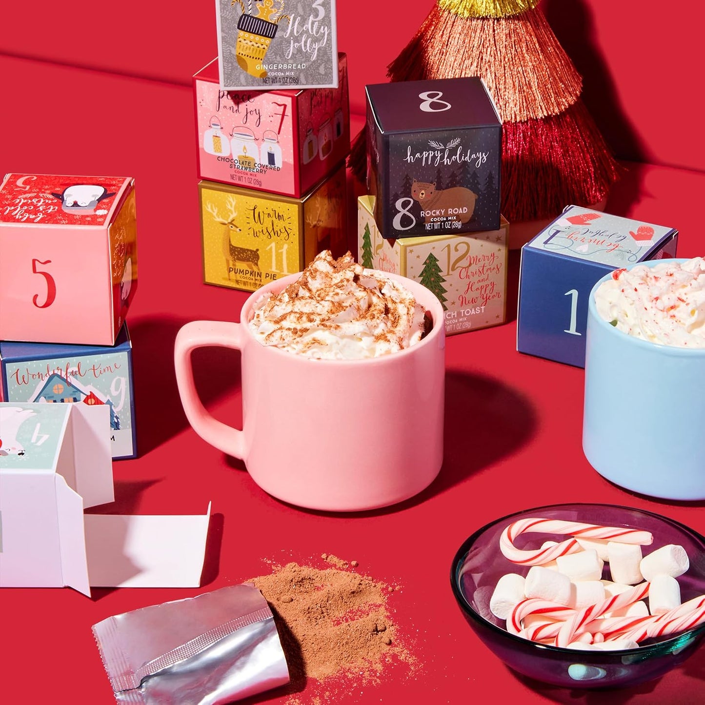Hot Chocolate Gift Set with 12 Gourmet Flavors and Festive Holiday Packaging