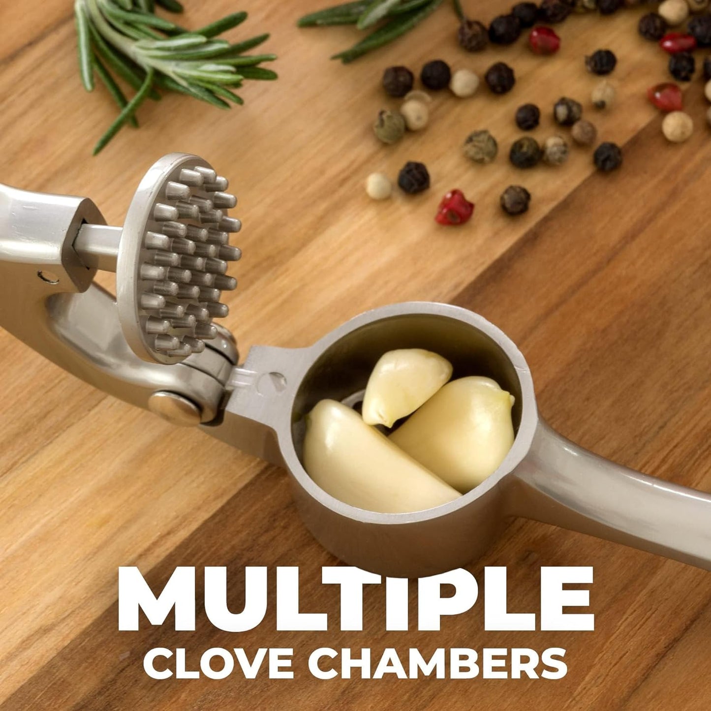 Handheld Garlic Press with 37 Precision Holes and Ergonomic Grip