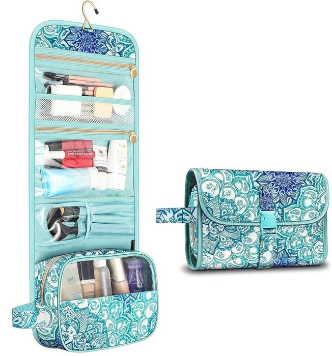 Cosmetics Organizer with Transparent Panel and Metal Hook, Water Resistant