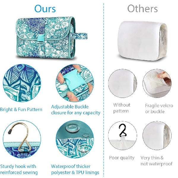 Cosmetics Organizer with Transparent Panel and Metal Hook, Water Resistant