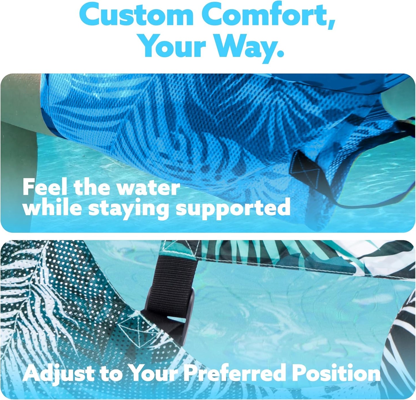 Inflatable Pool Lounger with Mesh Seat and Adjustable Straps, Set of 2