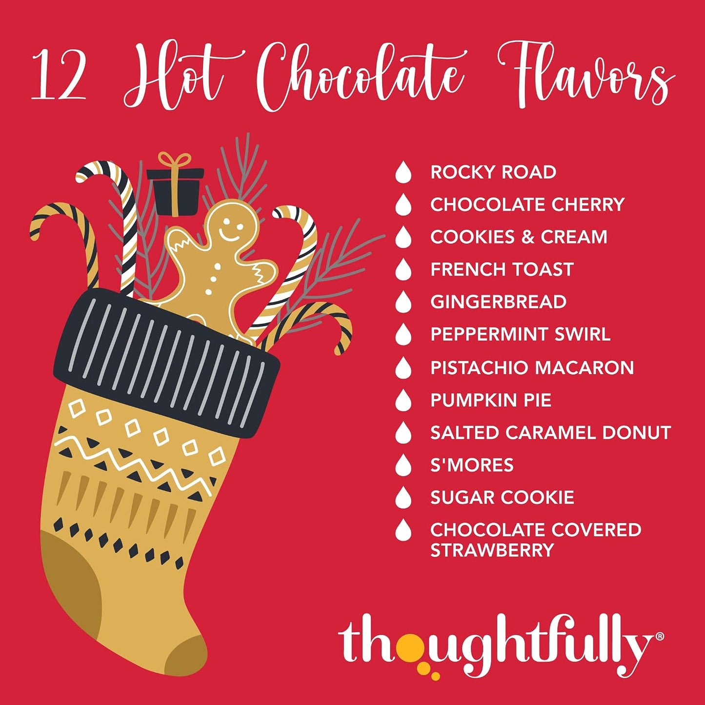 Hot Chocolate Gift Set with 12 Gourmet Flavors and Festive Holiday Packaging