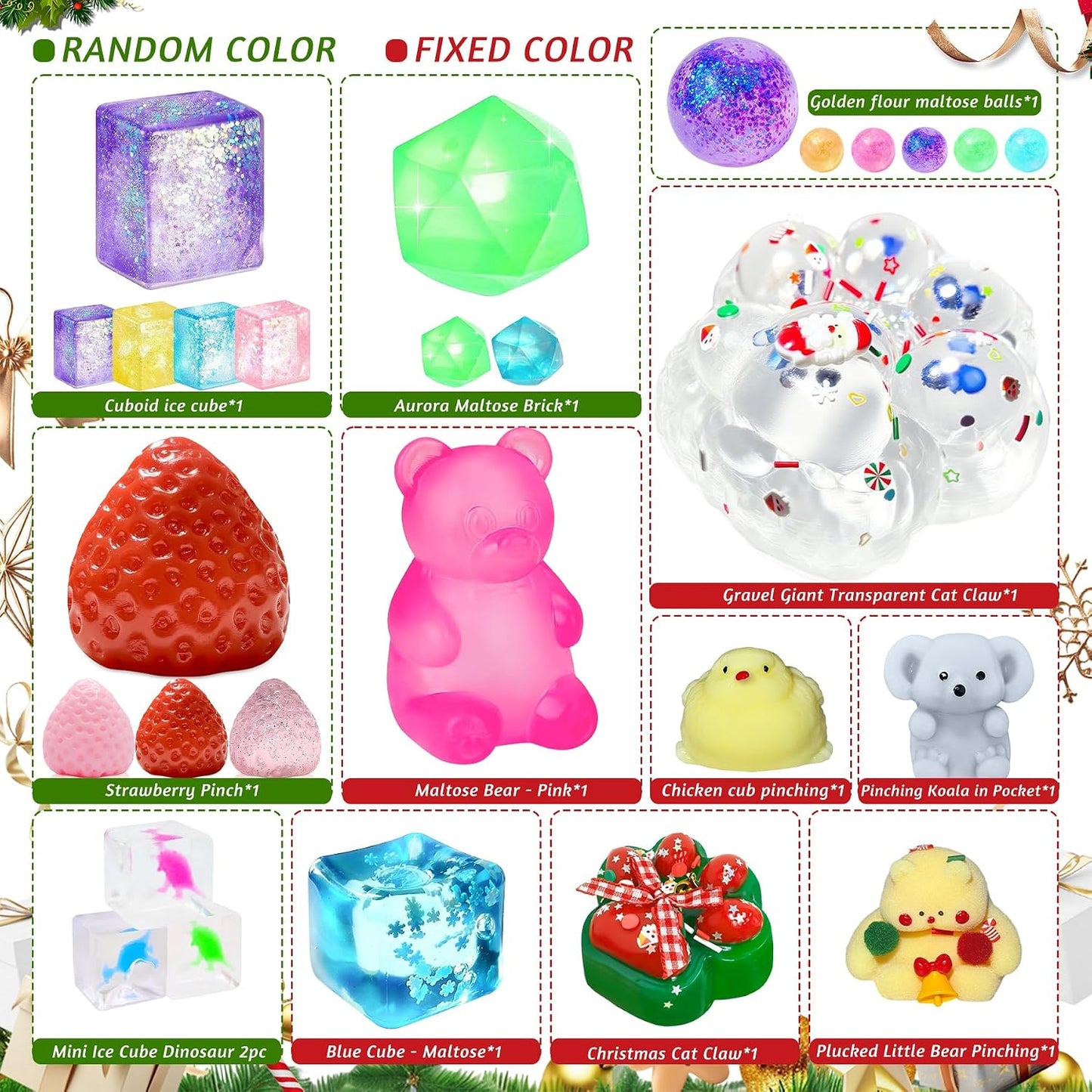 24-Day Squishy Toy Countdown Calendar with Animal and Food Shapes