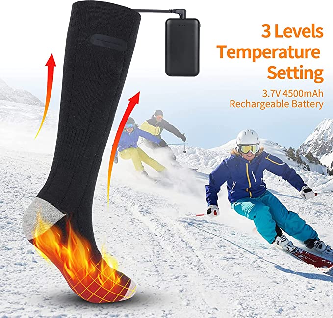Rechargeable Heated Socks with Dual Zone Heating and Three Temperature Settings