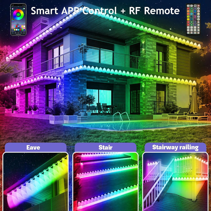 Permanent Outdoor Lights RGB LED System with Bluetooth App Control