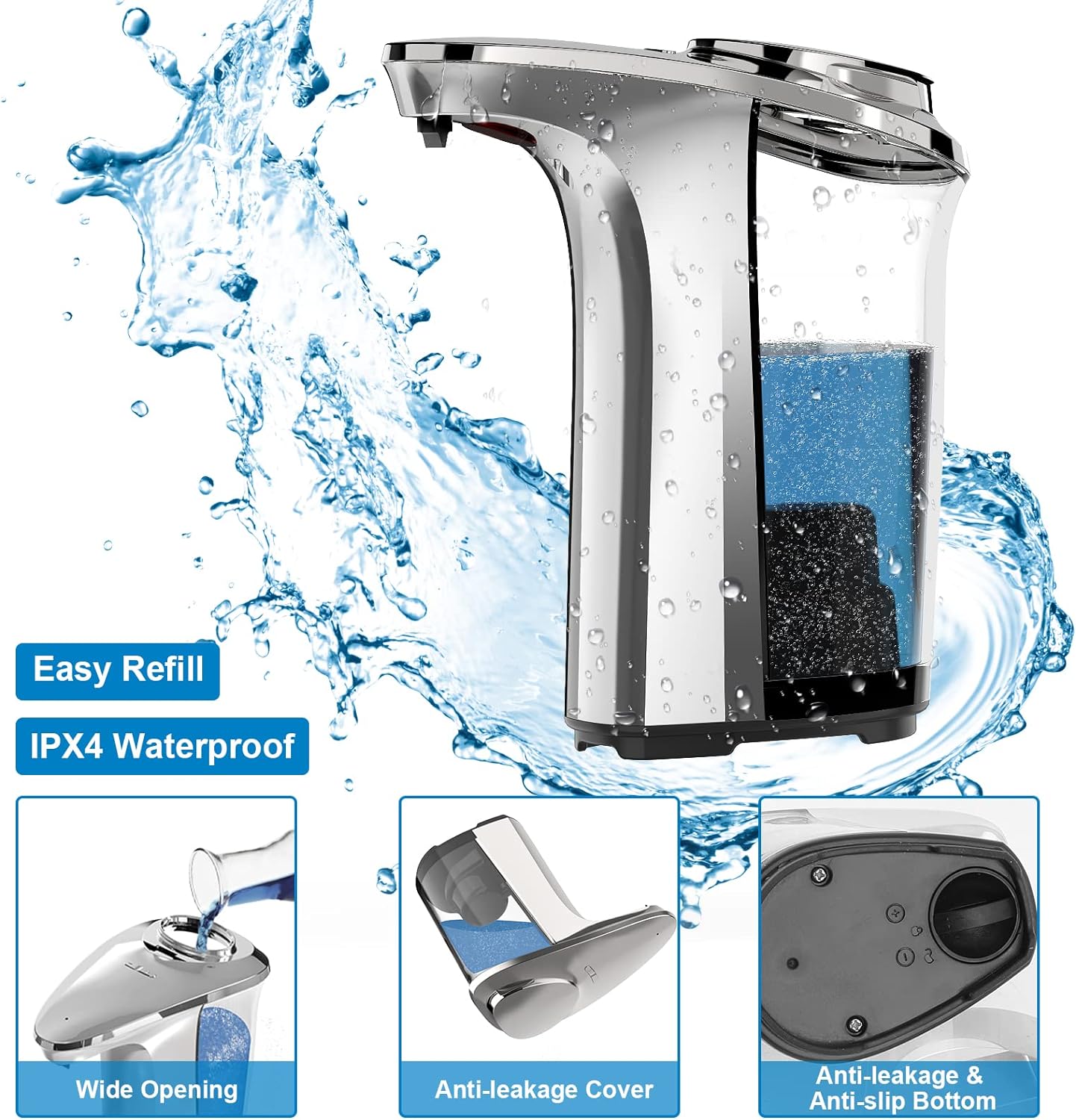 Touchless Soap Dispenser with Motion Sensor and Adjustable Soap Settings for Kitchen