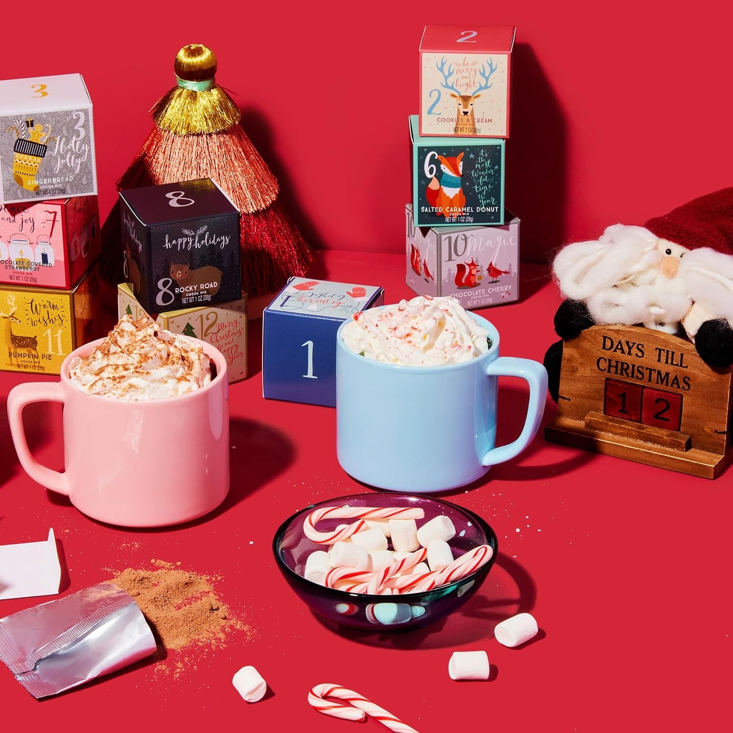 Hot Chocolate Gift Set with 12 Gourmet Flavors and Festive Holiday Packaging