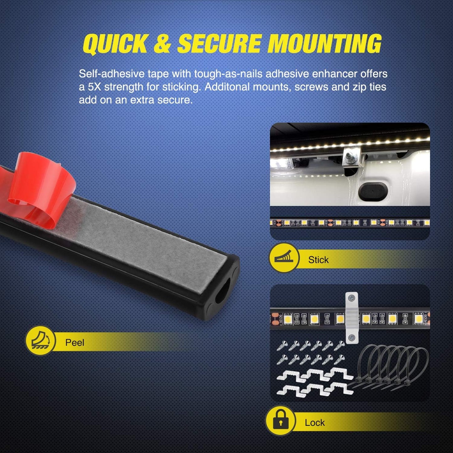 LED Truck Bed Light Strips with 3900 Lumens and Sealed Housing, 60 Inch