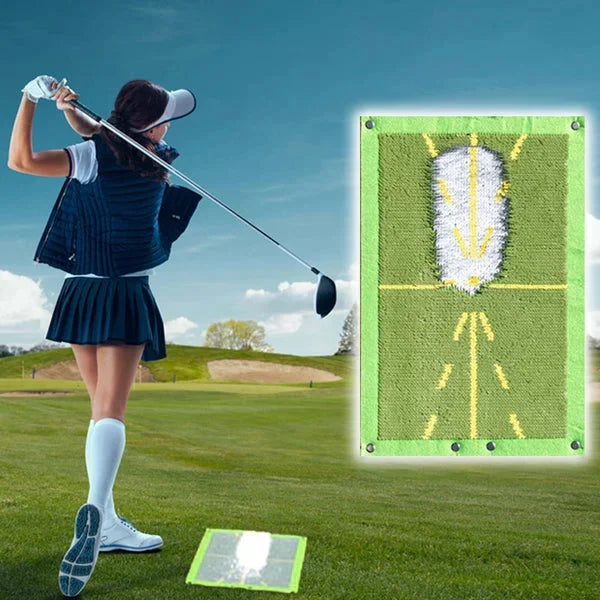 Golf Swing Training Mat with Instant Divot Feedback and Sequined Impact Surface, Portable