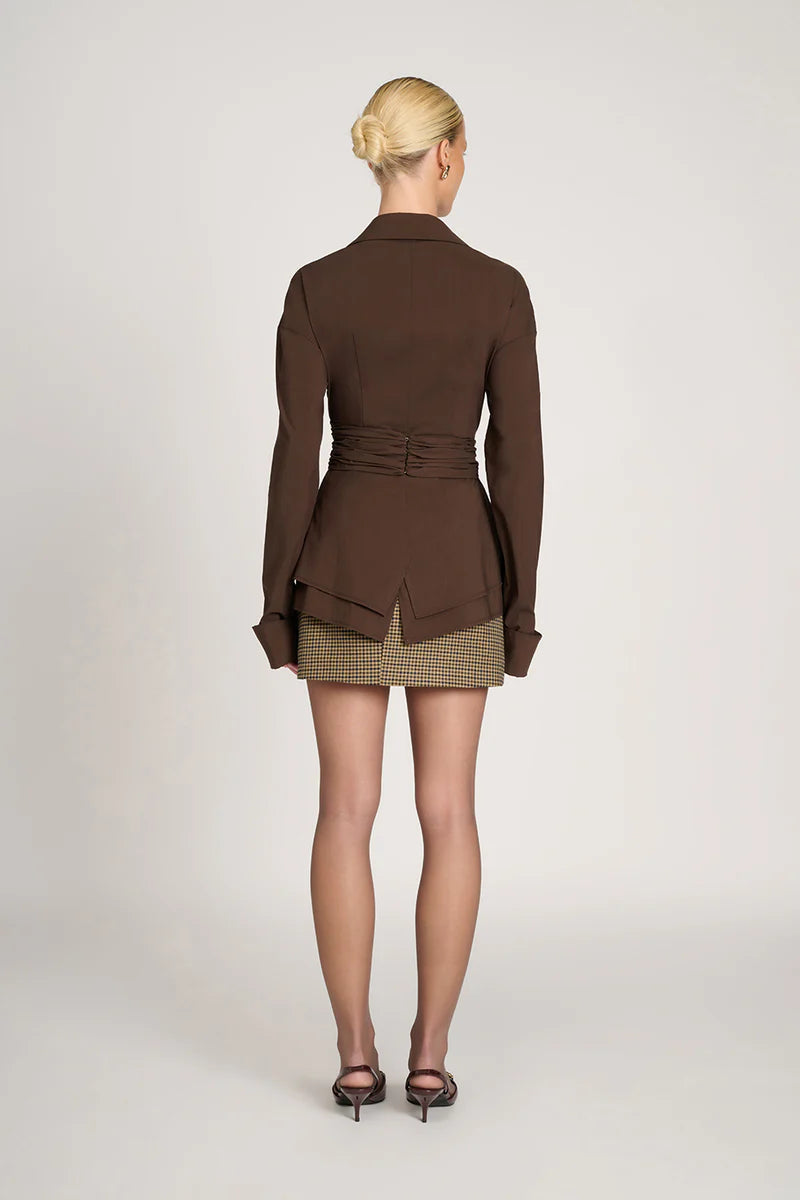 Draped Waist Shirt with Featherlight Fluid Fabric and Tailored Shape, Long Sleeve