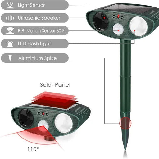 Ultrasonic Chipmunk Repeller Solar Powered Outdoor Pest Deterrent