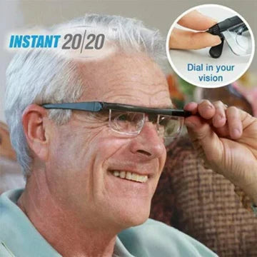 Variable Focus Glasses with Dial Adjustment and Polycarbonate Lenses, +1 to +4 Diopters