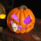 Carved Jack O'Lantern Ornament with Skull Insert and Resin Construction