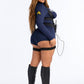 Police Officer Costume Set with Zip Romper, Body Harness, Handcuffs, and Hat