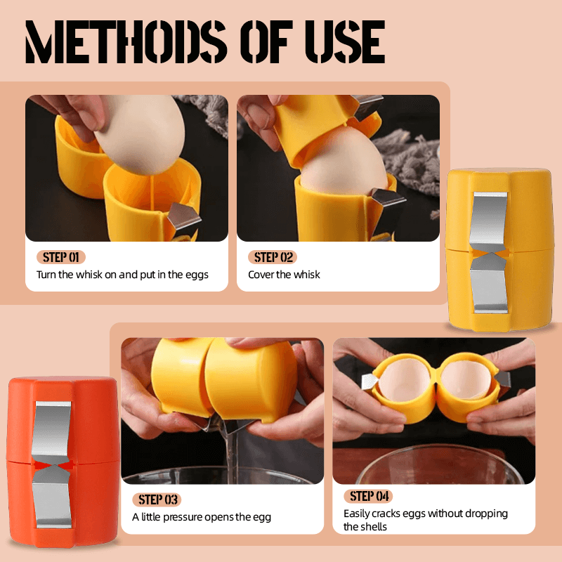 Egg Cracker with Stainless Steel Press Plate and Ergonomic Holder, Dishwasher Safe