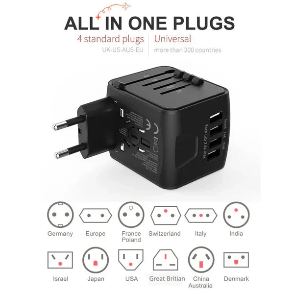 Universal All-in-One Travel Power Adapter for Worldwide Charging