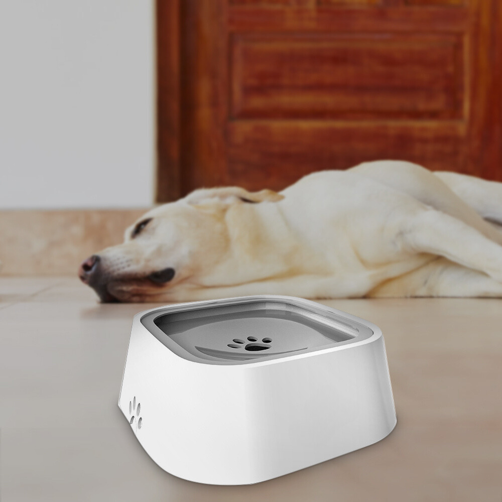 Dog Water Bowl with Floating Disk Control and Non-Slip Base, 1.5 Liter