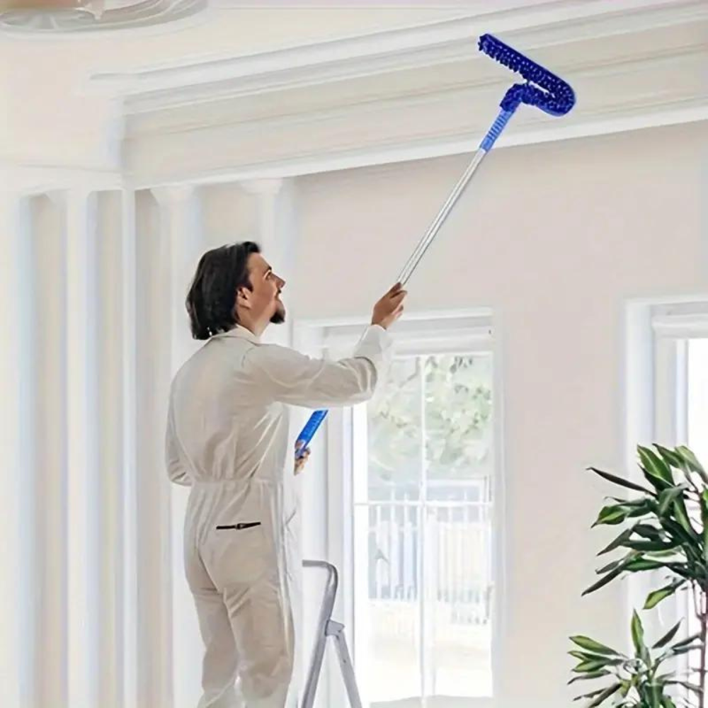 Extendable Ceiling Fan Duster with Bendable Microfiber Head and Aluminum Pole