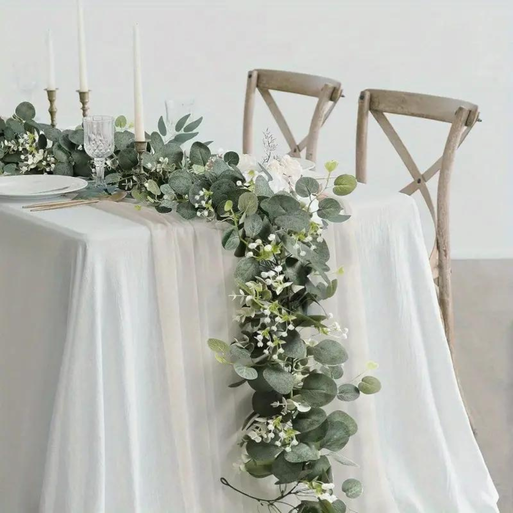Faux Eucalyptus Garland with Silk Leaves and Flexible Stems, 70.8 Inches