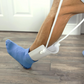Sock Aid with Curved Cradle and Extended Handles for Seated Dressing