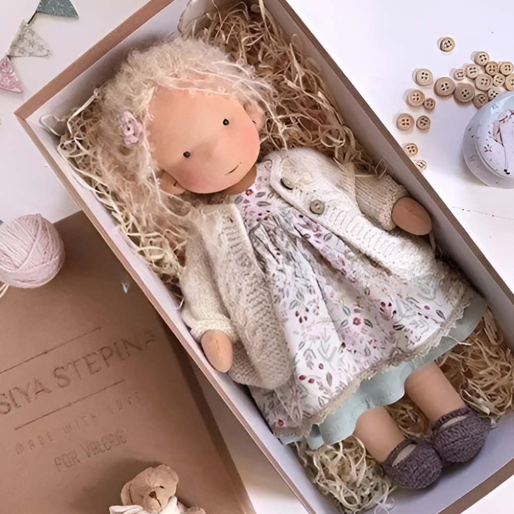Soft Cotton Doll with Wool Stuffing and Neutral Features for Toddlers