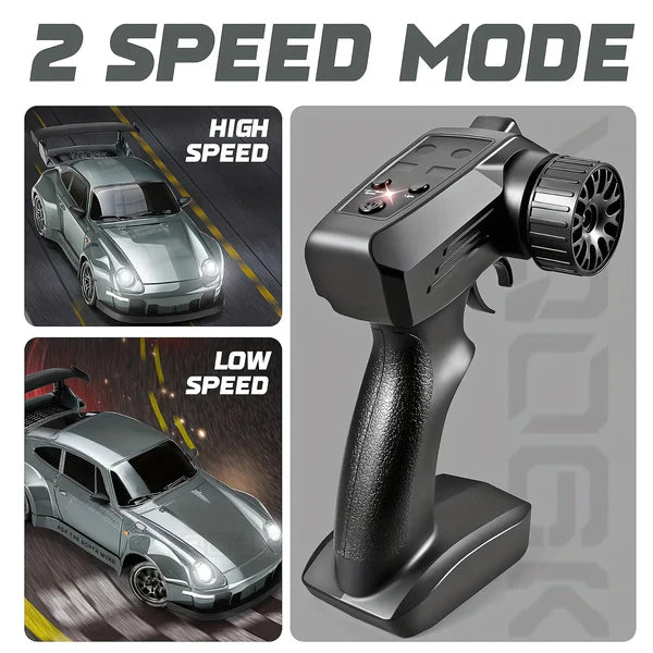 4WD RC Drift Car with Swappable Drift Tires and Rechargeable Battery, LED Track Lighting