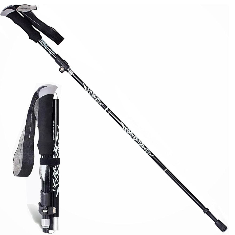 Folding Trekking Stick with Alloy Steel Shaft and Textured Grip Handle