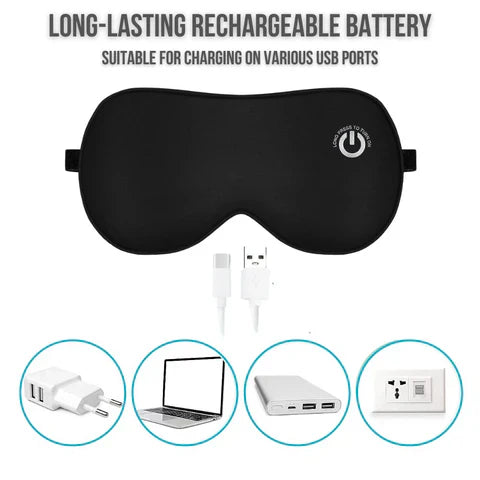 Rechargeable Heated Eye Mask with 3 Heat Modes and Removable Silk Cover