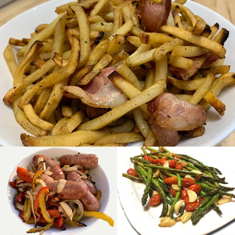 Rotating Grill Basket with Secure Latch and Stainless Steel Mesh, Dishwasher Safe