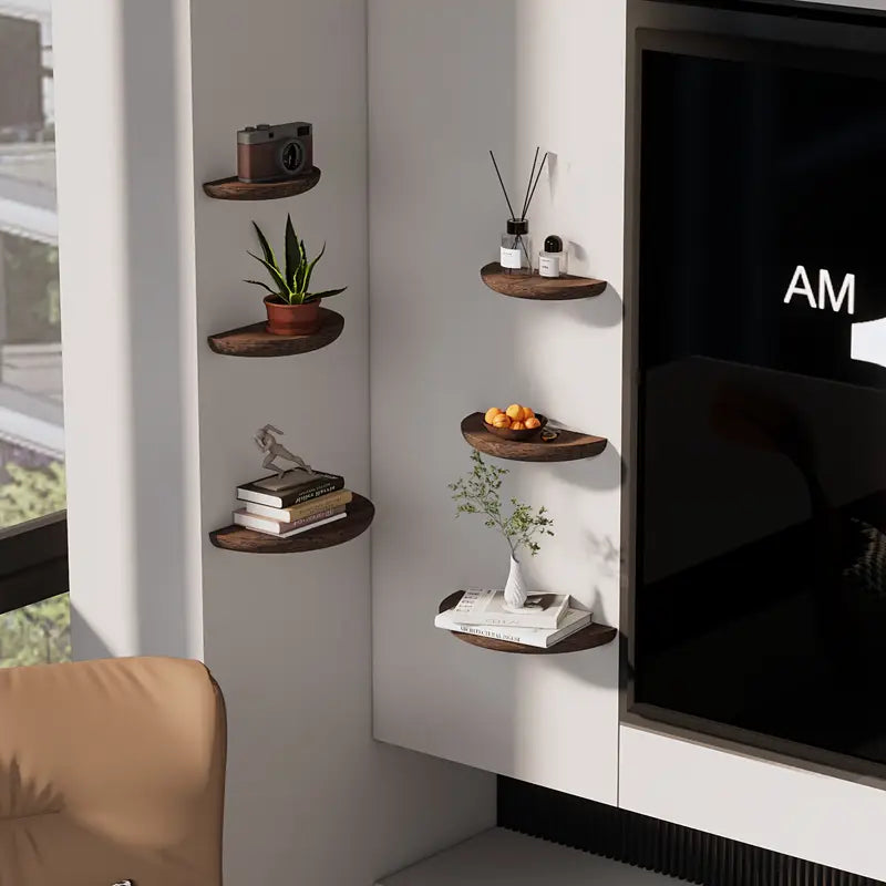 Half Round Wooden Floating Shelf Modern Wall Mounted Wall Display
