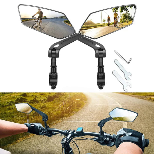 Sjbackyard Bike Mirrors, HD Wide-Angle 360° Adjustable Handlebar Mirrors