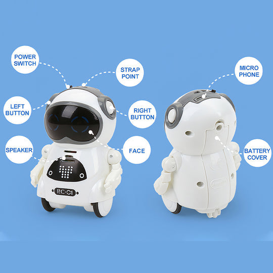 Pocket RC Robot Toy with Interactive Talk, Dance & LED Light