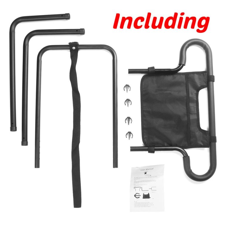Bed Rail with Storage Pouch and 136kg Capacity, Aluminum Alloy Frame
