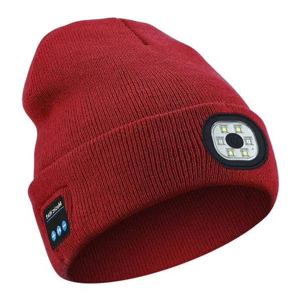 Bluetooth Beanie with Built-In LED Light and Wireless Speakers, Detachable Module